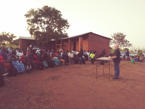 Preaching at sunset to 345 students at Hands On Africa Seminary Malawi, Africa (April 2018)